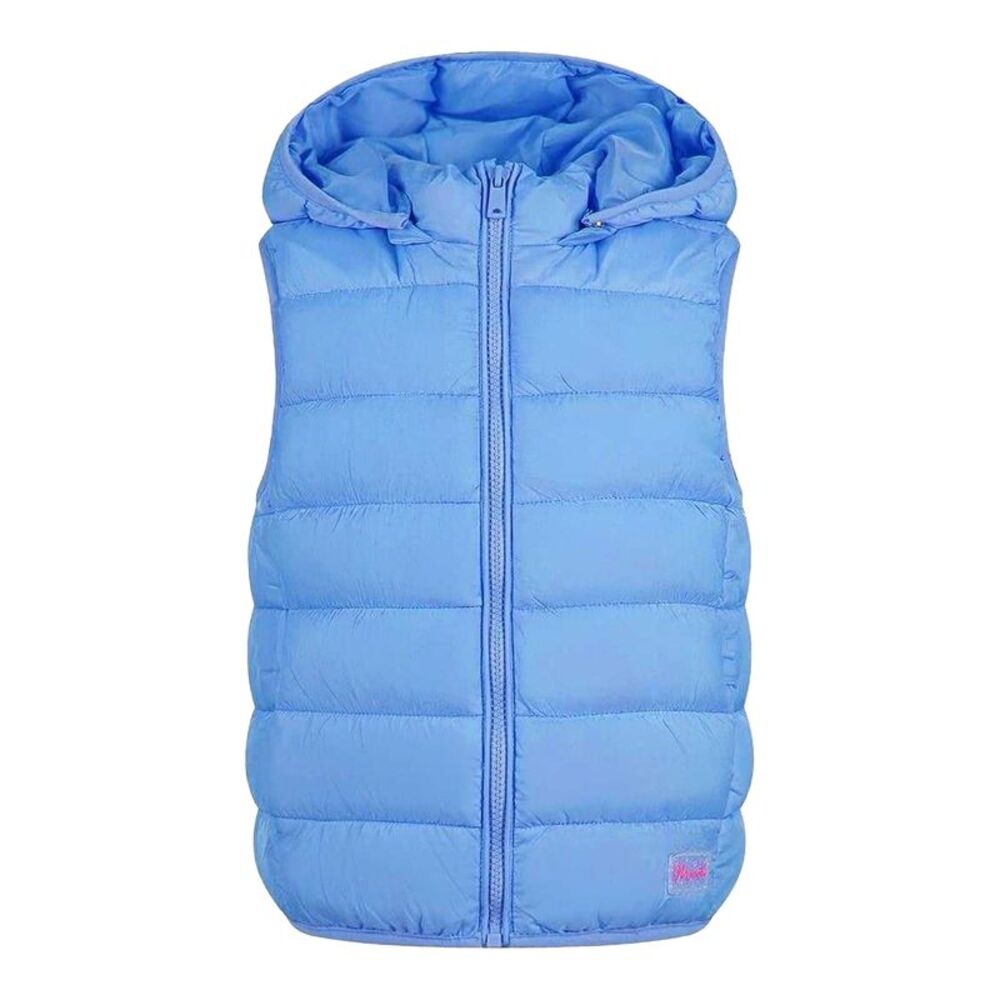 Minoti Girls Quilted Detachable Hood Vest / Light Blue